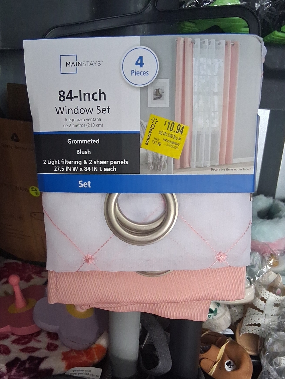 Mainstays 84-Inch Blush Window Curtain Set - 4 Pieces